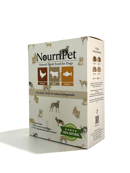 NourriPet ready-to-cook fresh dog food packaging side view